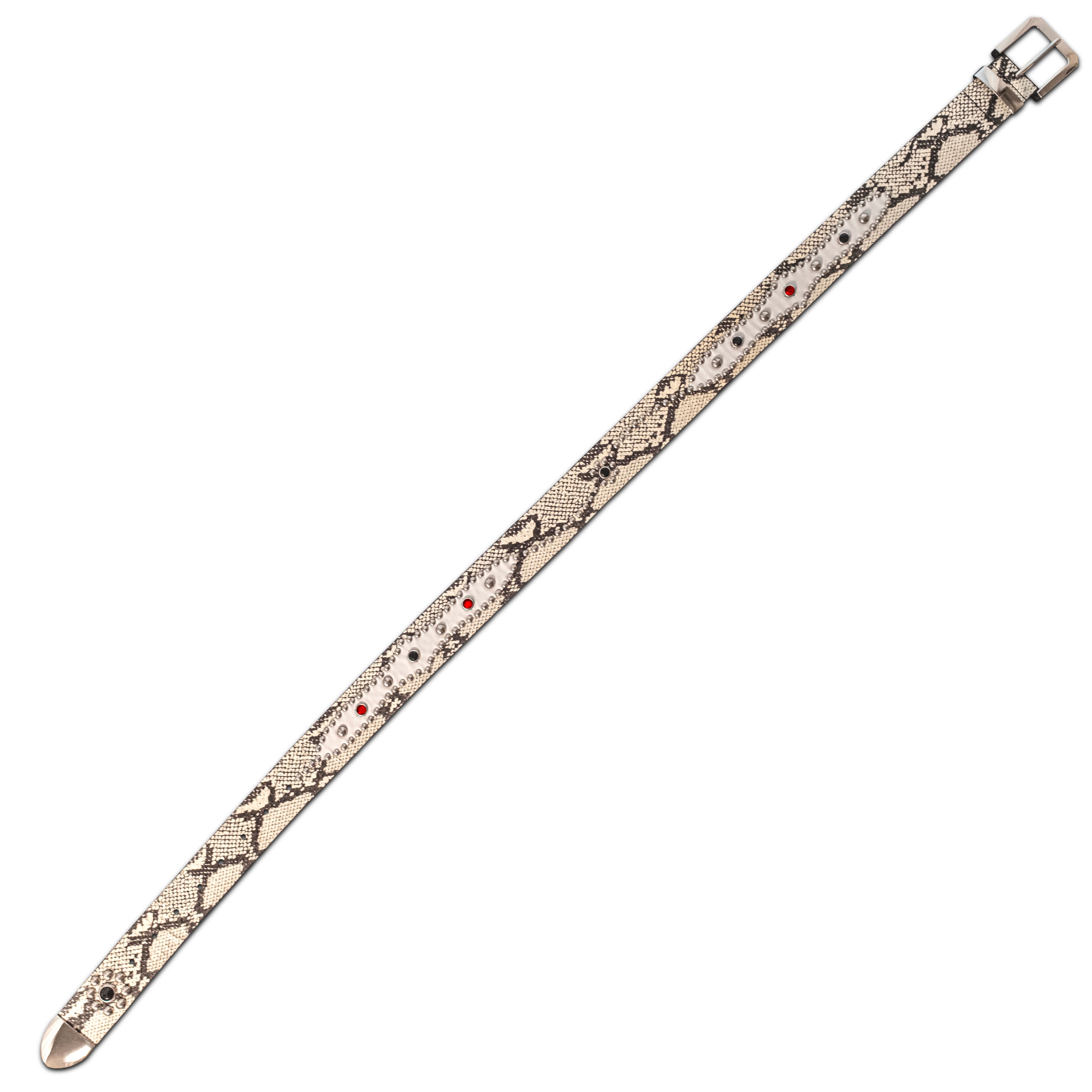 STUDDED SNAKESKIN BELT IN WHITE – Aprilland