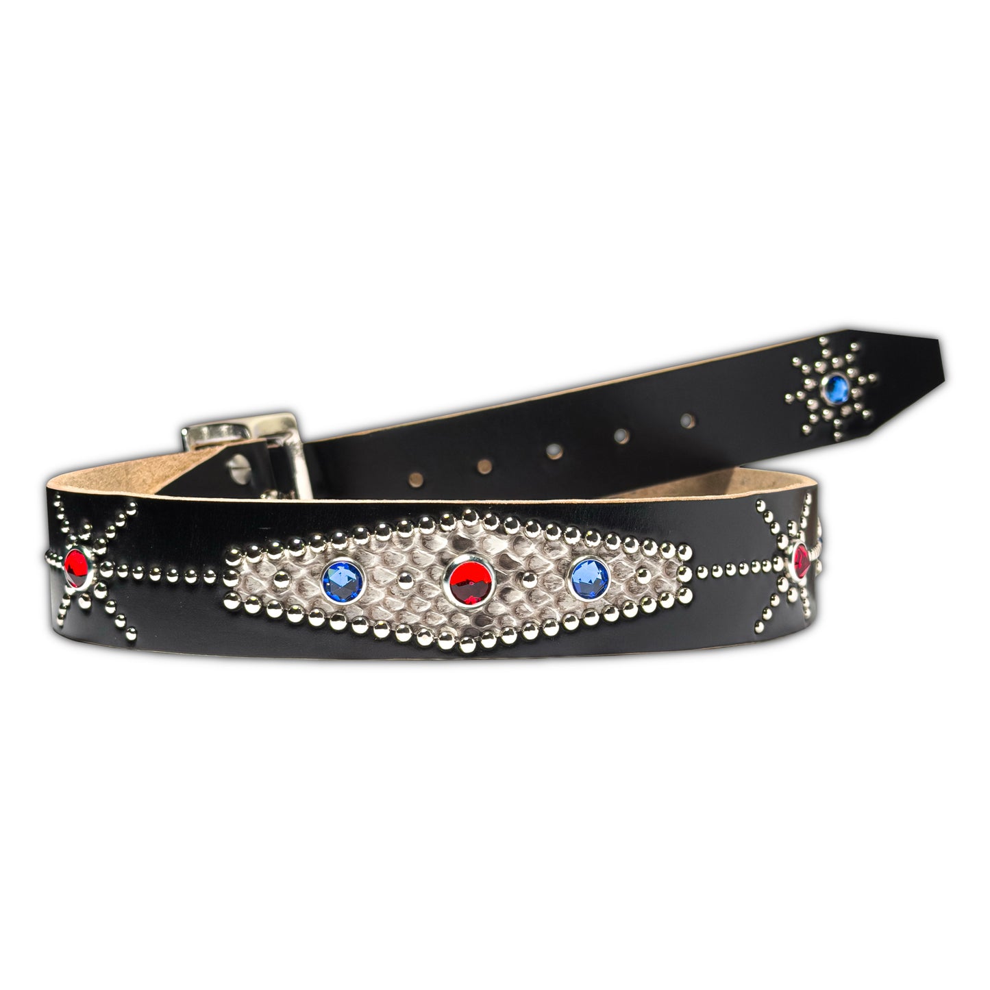 HANDMADE WHITE PYTHON STUDDED BELT