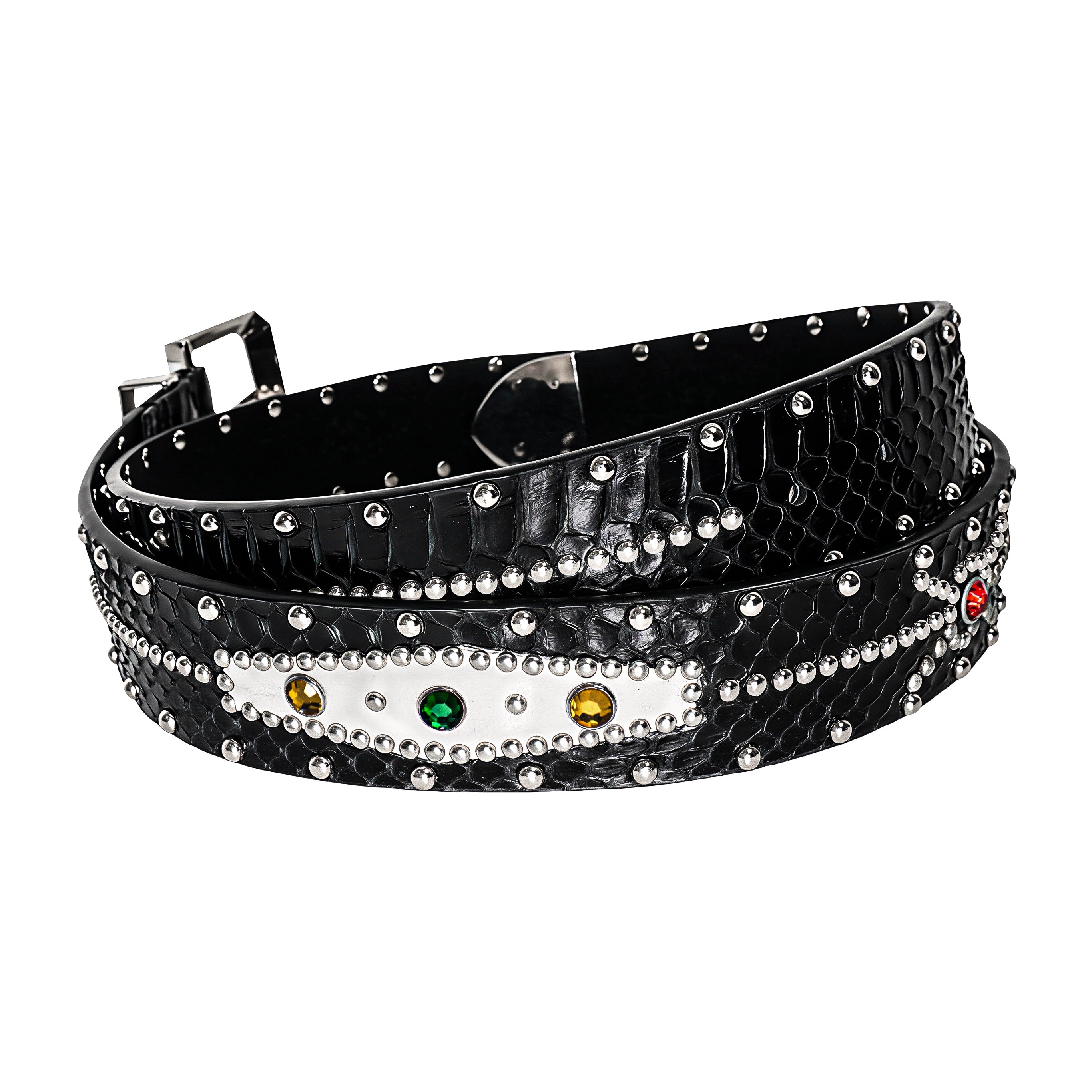 STUDDED SNAKESKIN BELT IN BLACK – Aprilland