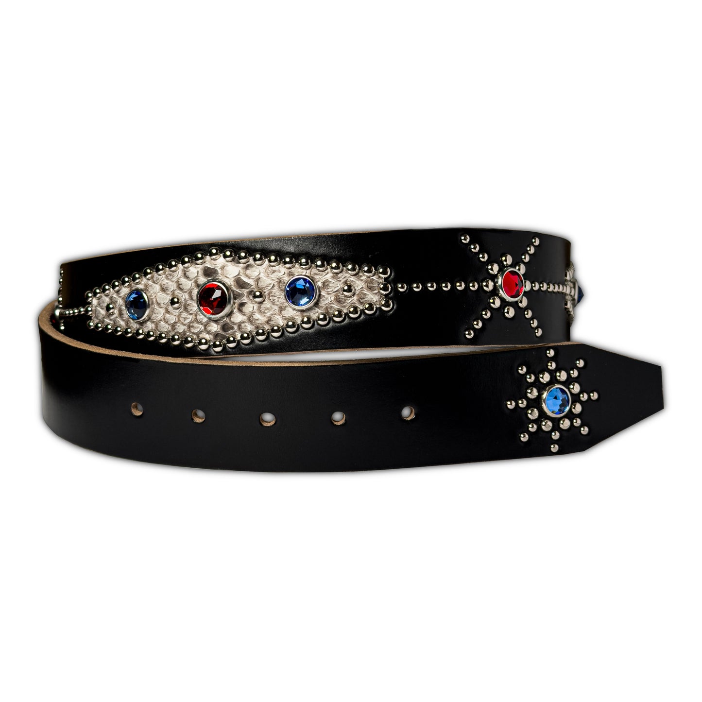 HANDMADE WHITE PYTHON STUDDED BELT