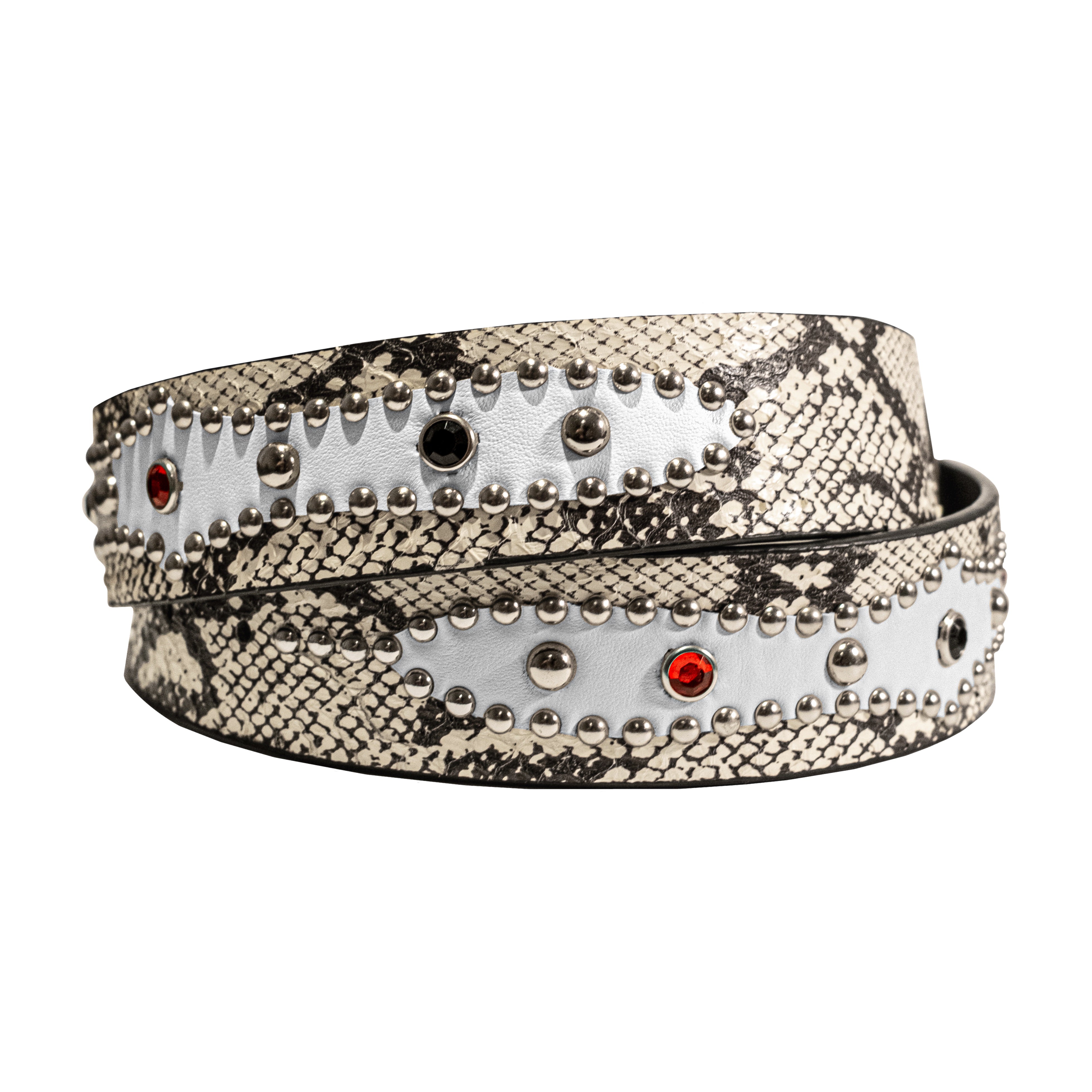 小物 APRILLAND STUDDED SNAKESKIN BELT WHITE STUDDED SNAKESKIN BELT IN WHITE – Aprilland
