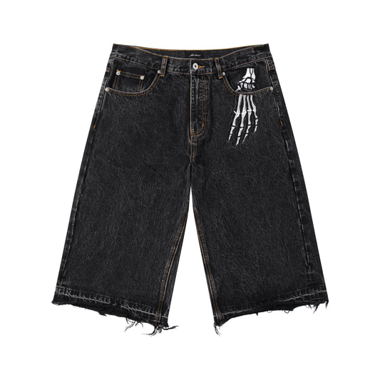 SELVEDGE DENIM SHORTS IN WASHED BLACK