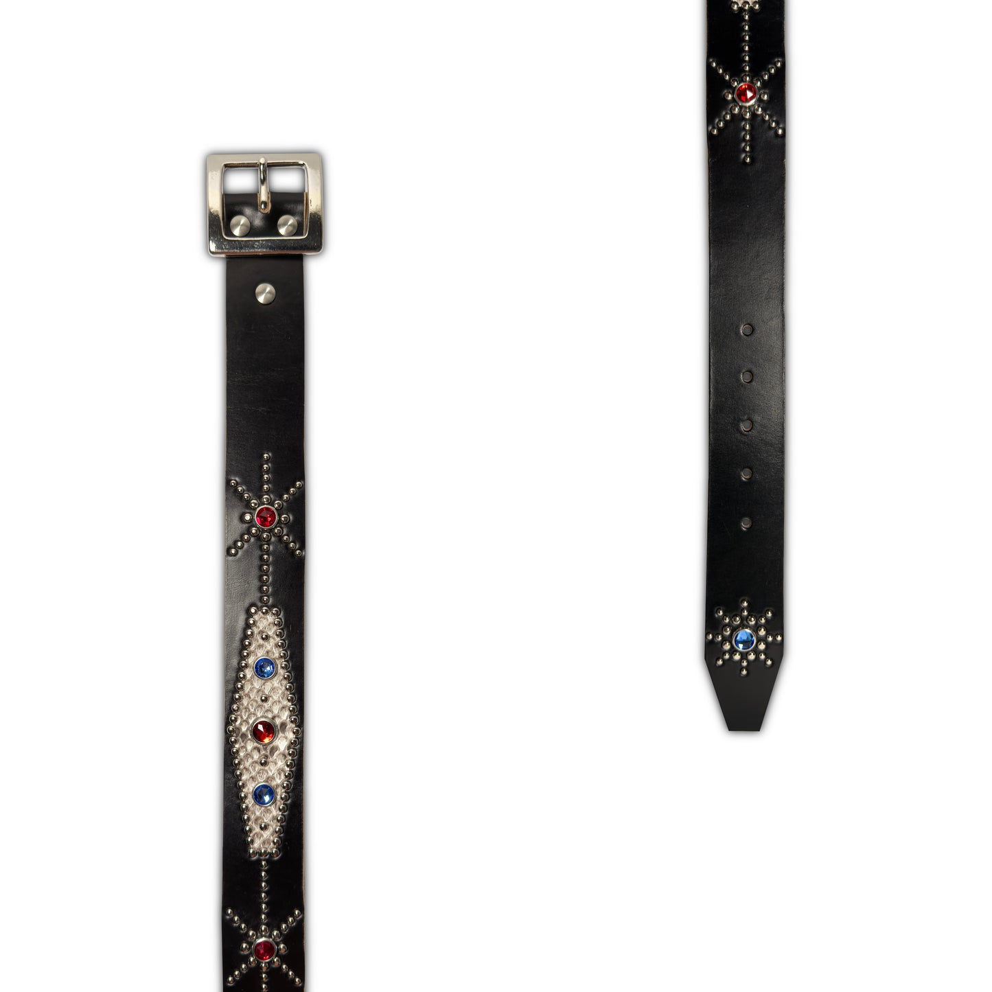 HANDMADE WHITE PYTHON STUDDED BELT
