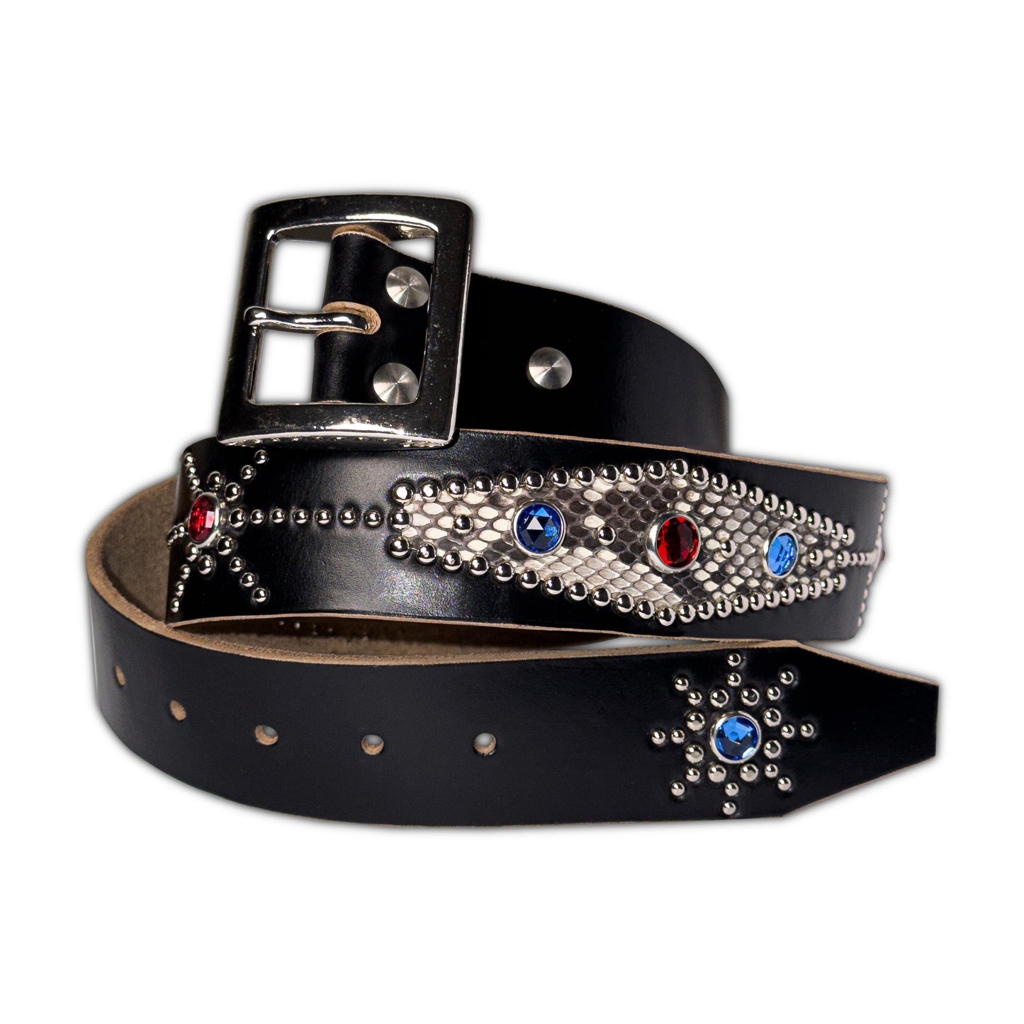 HANDMADE WHITE PYTHON STUDDED BELT