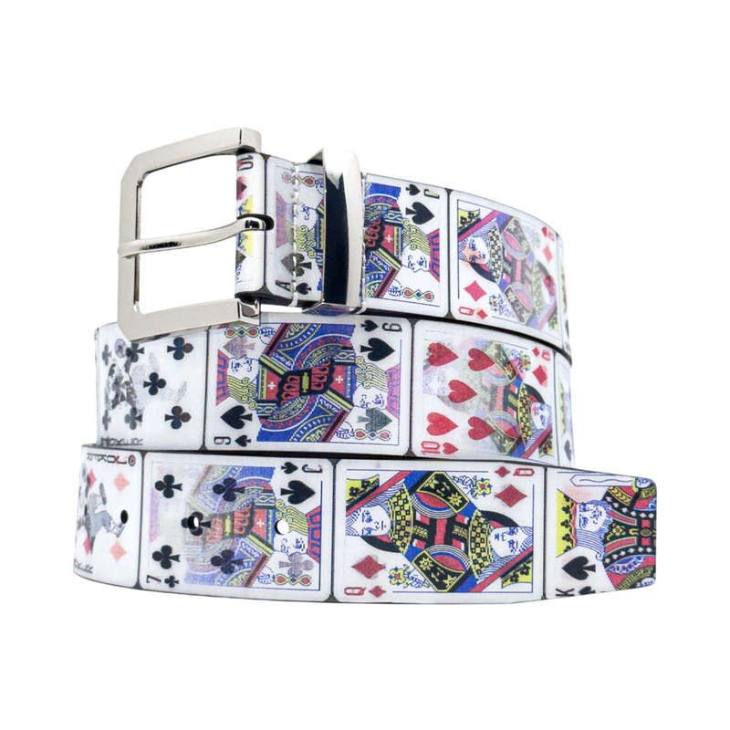 PLAYING CARD BELT IN WHITE