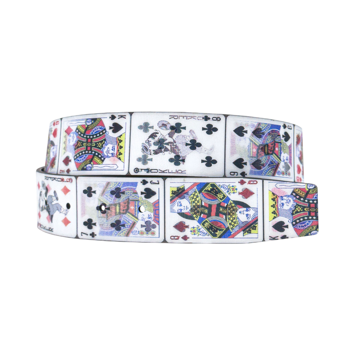 PLAYING CARD BELT IN WHITE